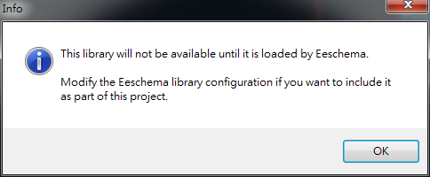 存檔離開(kāi)。它會(huì)提醒你，要增加library搜尋路徑， 不然無(wú)法在library browser 找到你的library 