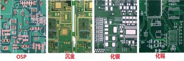 表面工藝分：熱風(fēng)整平，沉金， 化銀， 化錫， OSP 等幾種表面工藝