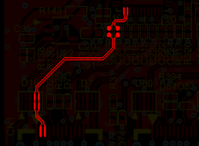 差分線盡量走等長(zhǎng)線、等距，避免時(shí)序偏差及共模干擾